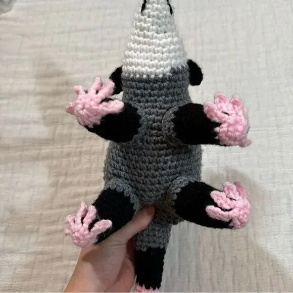Handmade Crochet Opossum Plushie Stuffed Animal - Picture 3 of 6